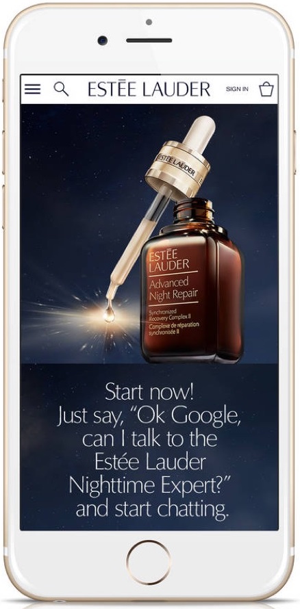 Estee Lauder Nighttime App digital voice activated beauty for Google Home